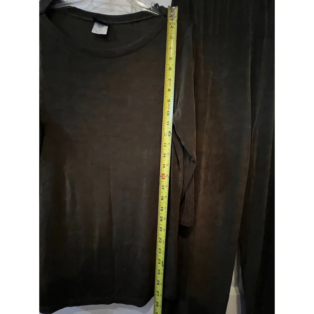 Citiknit Womens Brown Velvet Lounge Set Tunic Top and Pants Size Large